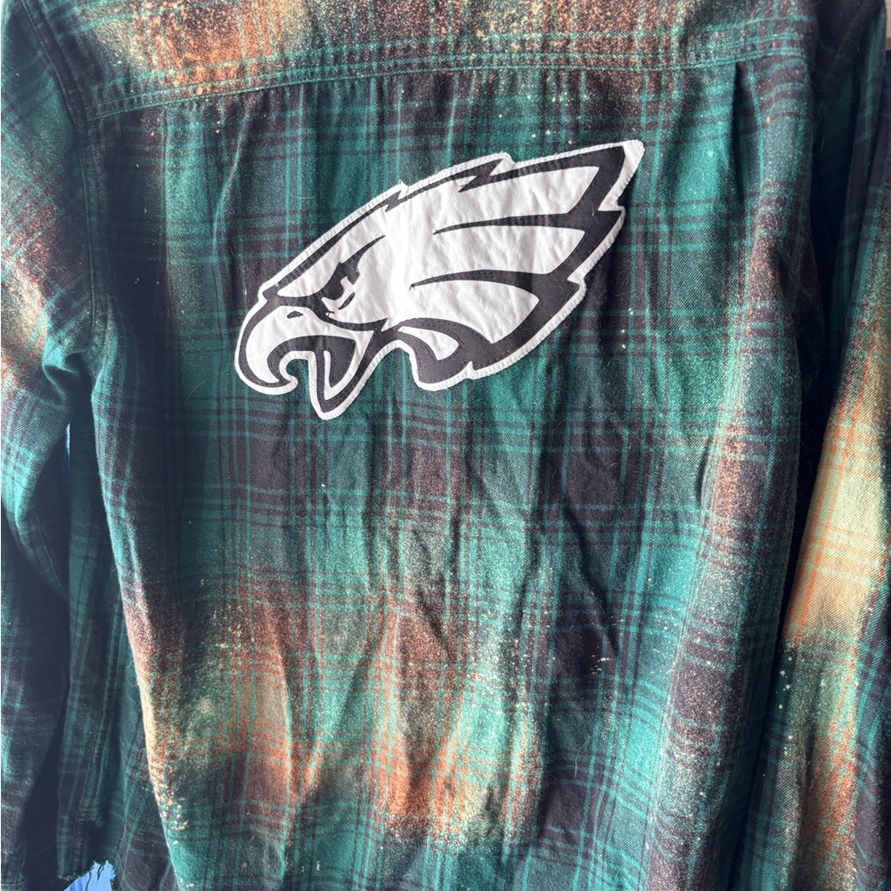 Green Plaid Shirt with Eagle Logo Flannel Large